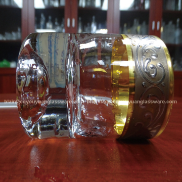 Round Thick Bottom Gold Rim Wine Glassware Glass Wine Gold Cup