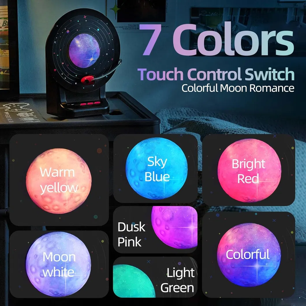 Dimmable 3D Moon Lamp Bluetooth Speaker for Kids and Adults