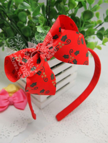 2014 Christmas Printed Ribbon Hair accesories for Kids