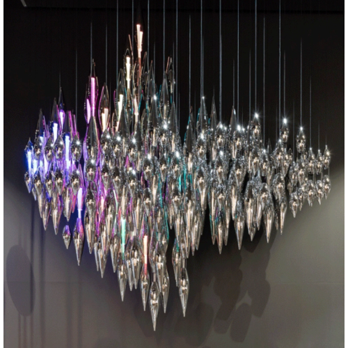 Modern large crystal chandelier in the villa