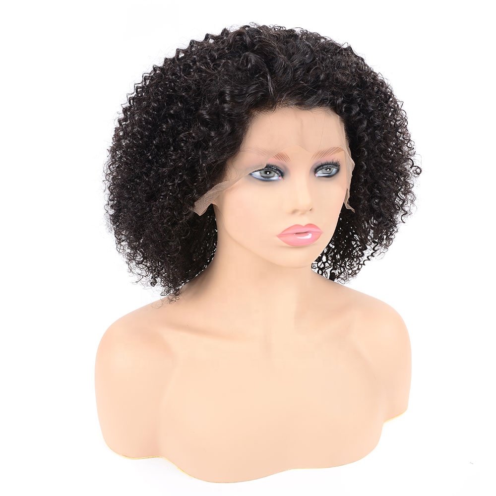 Virgin Brazilian Remy Jerry Curl Short Hair Frontal Lace Wig ,Peruvian Jerry Curl Human Hair Lace Front Bob Human Hair Wig