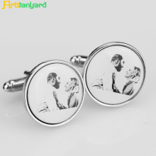 Print Logo Metal Cufflink For Men