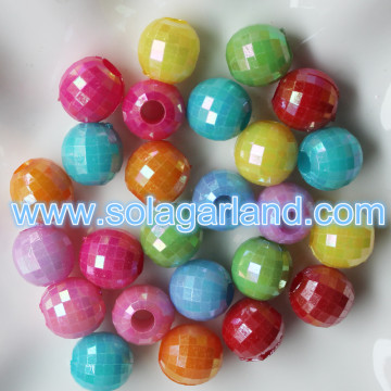 13MM Faceted Disco Ball AB Plated Plastic Round Global Beads