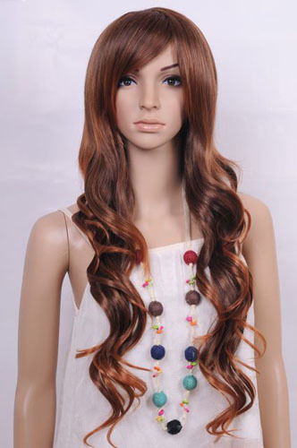 Fashion Long Wavy flaxen Blonde Cosplay Hair Wig WA222