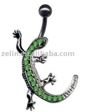 Gecko dangle body jewelry navel button ring