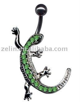 Gecko dangle body jewelry navel button ring