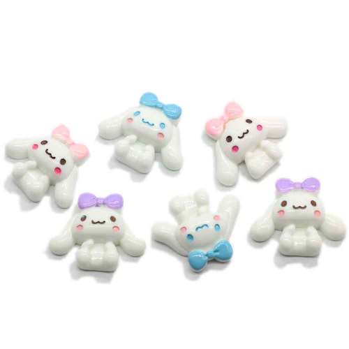 Groothandel kawaii witte lange oren hond hars decoratie dier kunstmatige ambacht voor mode hanger ketting sieraden maken