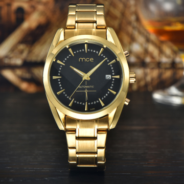 Luxury gold men's mechanical wrist watch