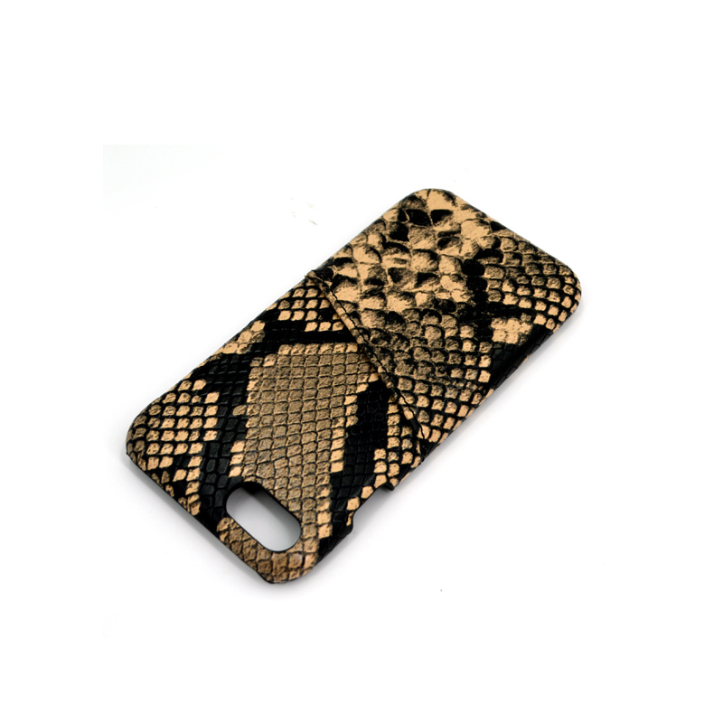 Suporte de cartão personalizado Slot Python Leather Phone Case