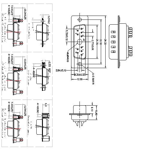 PDC11W1-MXXXX00 Coaxial D-SUB 11W1 MALE Solder Cup 