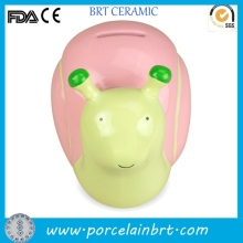 Cartoon pink decortive desk gift for child ceramic Snail Piggy Bank