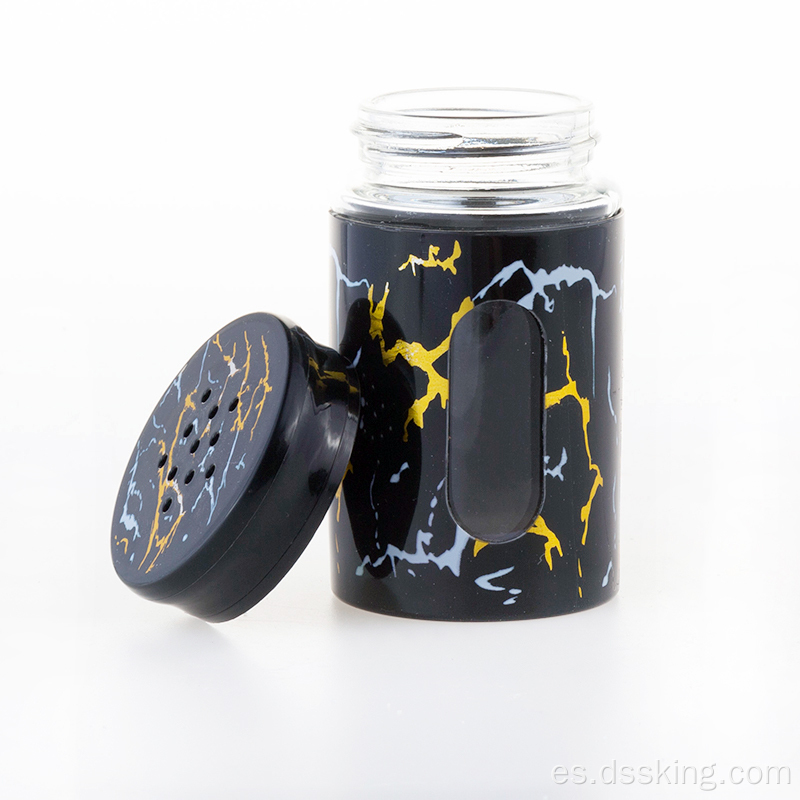 botella de vidrio de plástico lidan negro para botella de condimento de jarra de especias de cocina