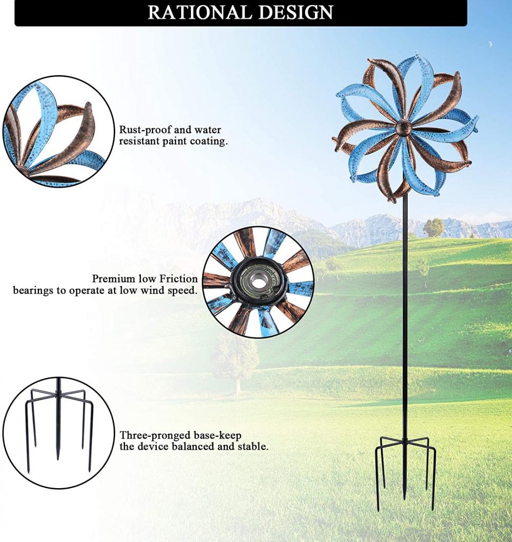 Premium -kinetische Windskulptur Metallwindmühle