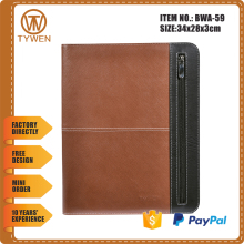 BWA-59 Embossing Conference A4 Document Leather File Folder for Interview with card holder/notepad/document holder