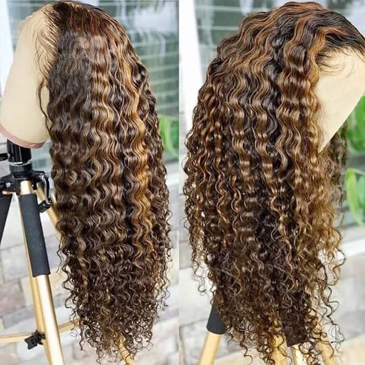 Cheap Wholesale Highlight Piano Honey Brown Color Bone Straight Brazilian Human Hair HD Lace Frontal Natural Wigs Pre Pluck