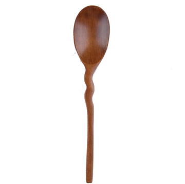 20cm Wooden Wave-Handle Salad Soup Spoons Utensils Sets