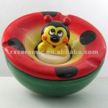 3D Hand-Painted Happy Ceramic Beetle Ashtray