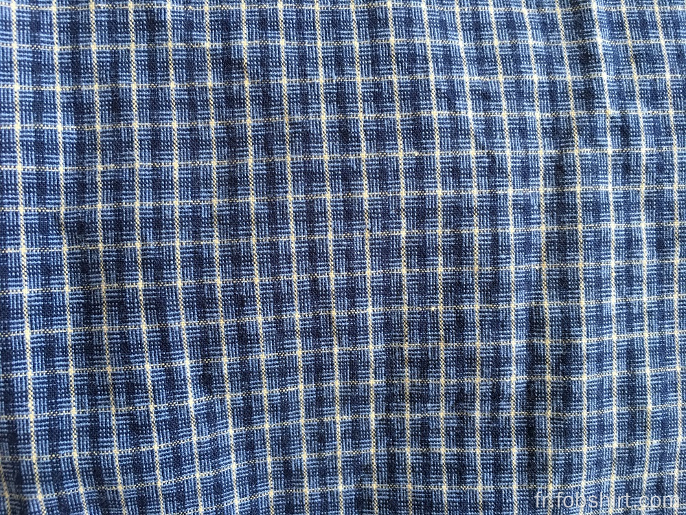 Chemise à carreaux en fil de coton teint