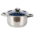 Stainless Steel Casserole with Transparent Glass Blue Lid