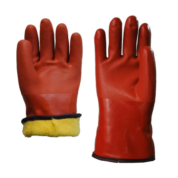 PVC Brown Coating Fleece Thermal Lined Warm Gloves