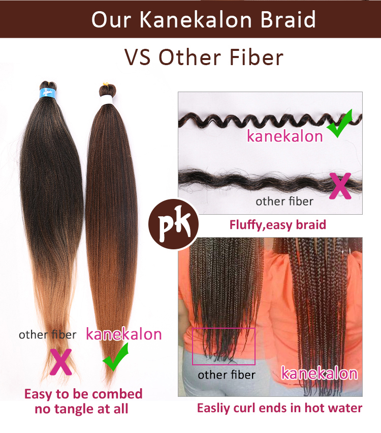 100% kanekalon braid custom package 52" 90g synthetic pre stretched braiding hair odm extension kids synthetic kanekalon