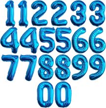 Blue numbered aluminum foil balloons