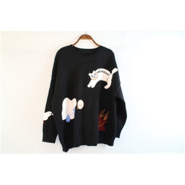 Korean Style Black Cute Knitted Sweater