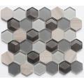 Color Mixed Crystal Glass Hexagon Mosaic