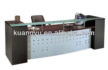 glass front desk,reception desk with glass desk top,checkout counter