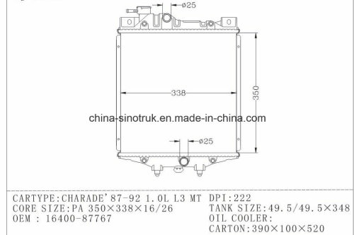 Radiatore caldo di vendita per Isuzu Nissan Toyota Suzuki con 16400-21160 / 21180 16400-21140 / 21150 16400-22170 17700-60b30