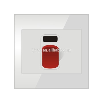 UK type Glass lighting switches double pole 45 amp glass plate switches