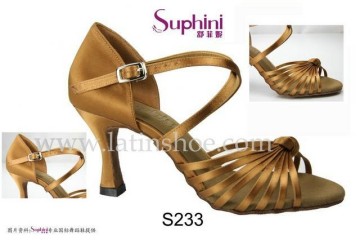 Suphini Dance Shoes Latin in Dark Tan 233
