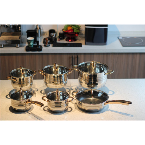 Gold handle cookware cooking pot set