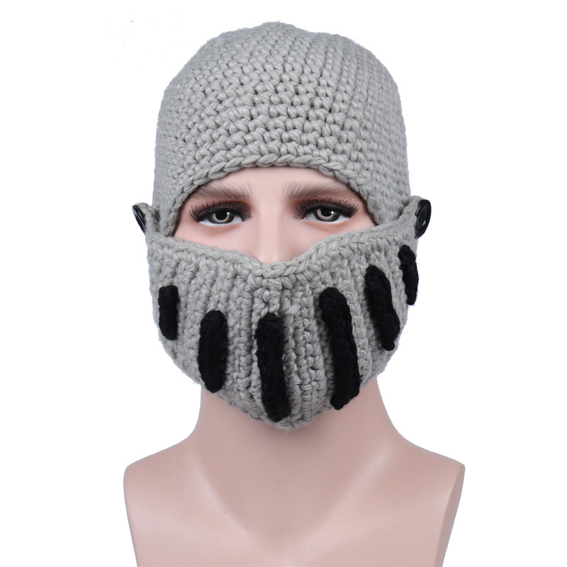 Roman knight knitted hat gladiator mask hat (2)