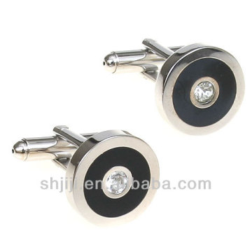 Elegant Round Clear Crystal Enamel Cufflink