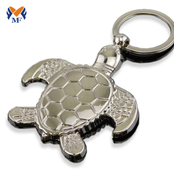 Metal turtle keychain or key chain keyring