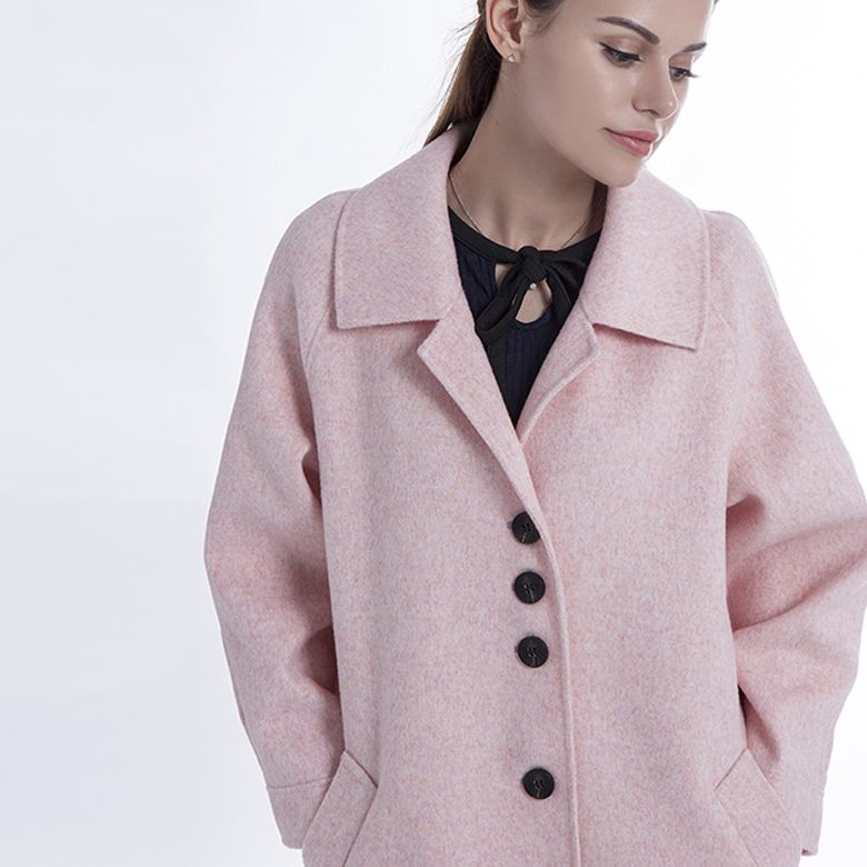 Pink single breasted Cashmere winter Coat