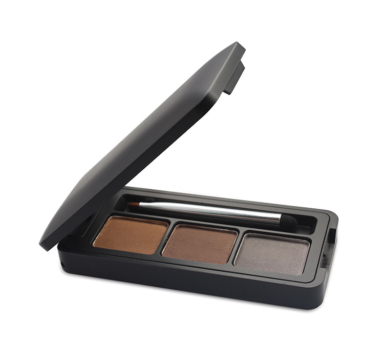 3 color eyebrow powder Palette Waterproof durable long lasting Light brown dark brown gray with brush cover Mirror vegan