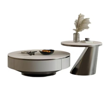 Silver Golden Stainless Steel Coffee Table TV Table Set - CF025