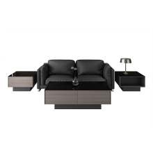 Nordic Glass-Top Sofa and Ethiopian Coffee Table Set