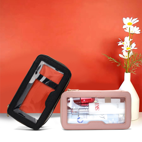 Ysure Leather beauty Easy Carrying Transparent Cosmetic bag