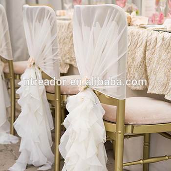 Cheap High-quality Fancy organza chair warp sash wedding chair sashes banquet chair sash