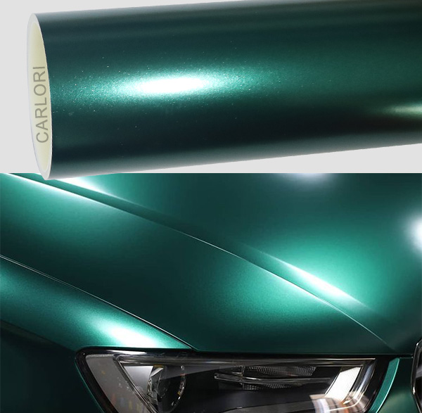 الساتان المعدنية الأخضر سيارة التفاف الفينيل