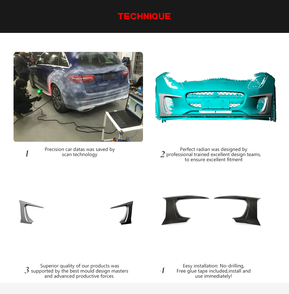 Carbon Fiber Front Bumper Canards Air Vent Fins for Jaguar F-Type SVR 2-Door 2016-2019