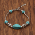 Czeski styl Vintage Turquoise Delicate Carving Bracelet