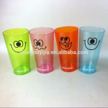 PS colorful plastic cup drinking with smile face printing