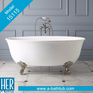 Acrylic Oval Shape Clawfoot Classic Bathtub