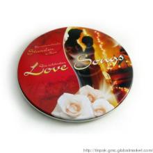 Round CD packaging cans, Valentines gift CD tin