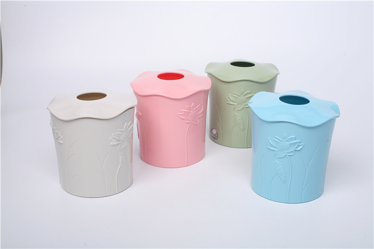 Delicate Round Plastic Tissue Box Tissue Box Cover Tissue Holder For Table Decoration