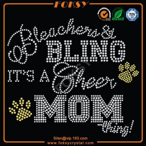Bling Cheer Mom hotfix rhinestone motif